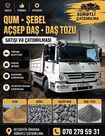 bitki toxumlarinin satisi: Qum, şebel, açşep daş və daş tozu – satışı və çatdırılması ŞəHƏRƏ — 1