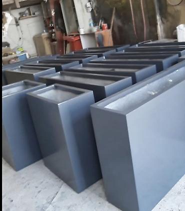 Beton düzbucaqlı dekorativ güldanı/planter - Material: yüksək