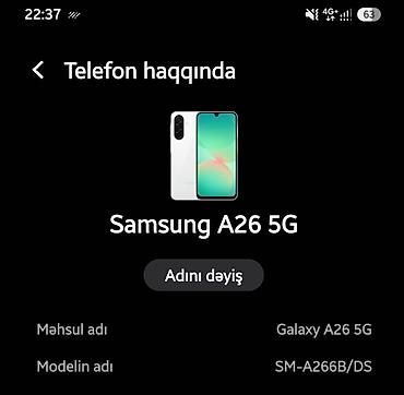 iphone x kreditle satisi: Samsung Galaxy A26 5G, 128 GB, rəng - Ağ, İki sim kartlı — 2