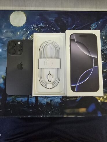 телефон кнопачный: IPhone 16 Pro, Б/у, 256 ГБ, Black Titanium, Кабель, Коробка, 96 %