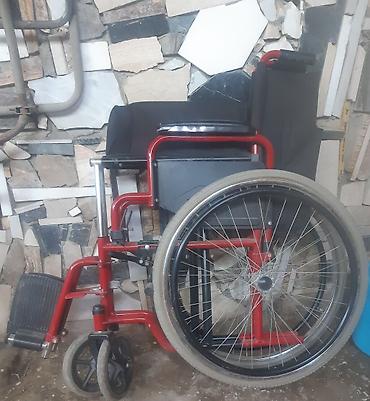 Медтовары: Bu, qırmızı rəngli metal çərçivəli və qara parça oturacaqlı əlil — 2