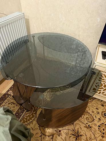 metal stol: Круглый стол, Нераскладной, Без колесиков, Стекло, Без гарантии — 1