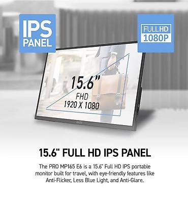 hd monitor: MSI PRO MP165 E6 portativ monitor - Ekran: 15.6 düym, Full HD — 3