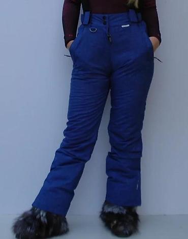 Ski pantalone: Ženske ski pantalone sa tregerima – tamnoplave - Visok struk sa — 2