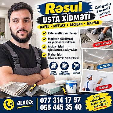 ucuz kafellər: Usta xidmətləri – Rəsul İş sahələri: - Kafel/Metlax vurulması - — 2