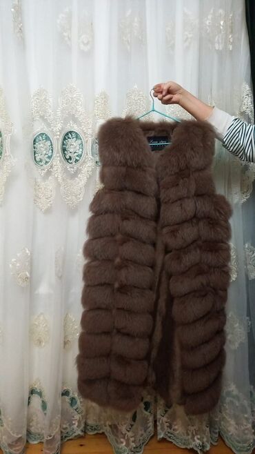 детский русский народный костюм: Seven Stars markalı xəz jilet - Uzun model, dizə qədər - Rəng: isti