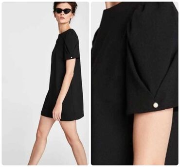 siroke letnje haljine: Zara M (EU 38), bоја - Crna, Oversize, Kratkih rukava