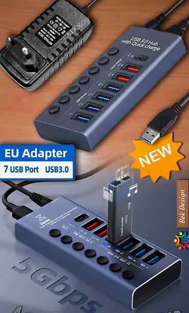 usb mini: USB 3.0 HUB док-станция расширения 7 портов с переключателем зарядка — 4