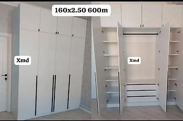koridor skafi: Ağ rəngli, müasir dizaynlı qarderob dolabı. Ölçü: 160 x 250 sm — 1