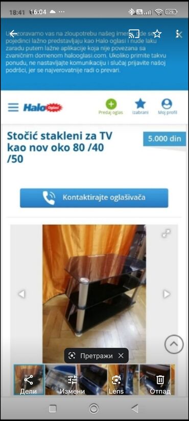Komode: Stocic za TV stakleni kao nov je u crnoj boji. nigde — 16