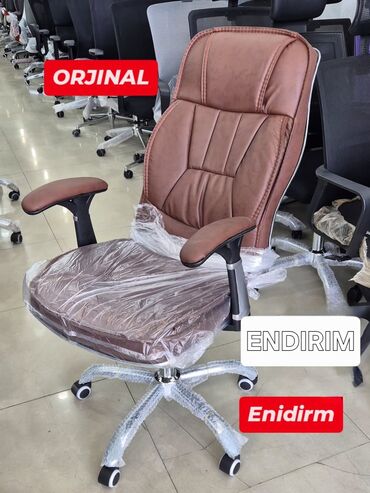 Ofis və oyun kresloları: Yeni, Təkərli, Qolları tənzimlənir, Dəri — 1