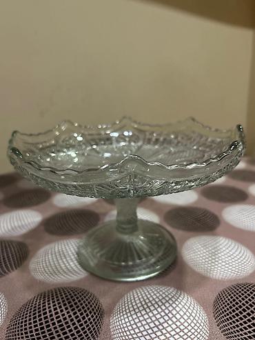 Другое: Vintage şüşə meyvə qabı (SSSR dövrü, ayaqlı) — 1