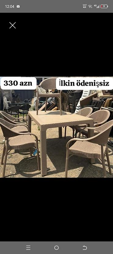 eyvan dolabı: Yeni, Dördbucaq masa, 6 stul, Qatlanan, Stullar ilə, Həsir toxunuşlu, Azərbaycan — 9