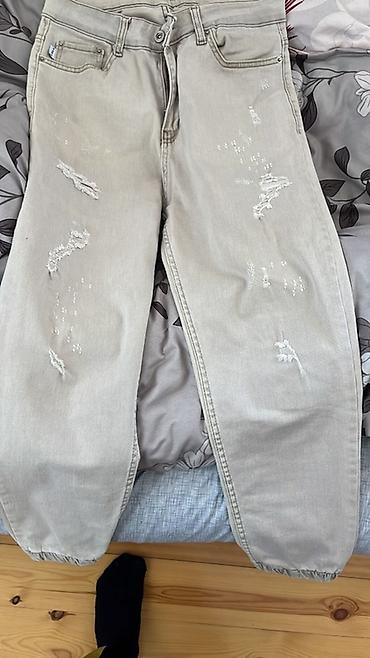 cins destler: Bej rəngli kişi cins şalvar - Model: düz kəsim, aşağı hissəsi rezinli — 2