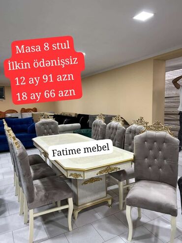 Dolablar: Qonaq otağı üçün, Yeni, Açılmayan, Dördbucaq masa, 6 stul