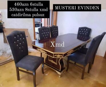 Masa və oturacaq dəstləri: Qonaq otağı üçün, Yeni, Açılmayan, Oval masa, 6 stul — 2