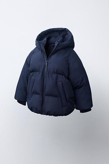 футбольные одежды: Пуховик детский ZARA, темно‑синий - Теплая объемная модель с — 4