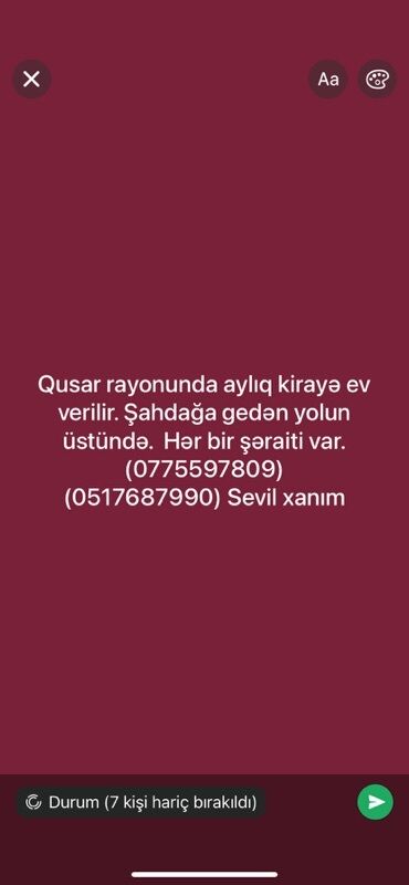 kiraye ev elanlari 2020: Qusar rayonunda aylıq kirayə ev. Xüsusiyyətlər: - Məkan: Şahdağa