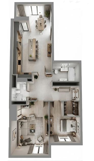 3 комнаты, 83 м², ул. Фрунзе / Логвиненко Элитка, 9 этаж, Дизайнерский ремонт