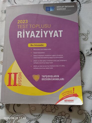riyaziyyat test toplusu 1994 2015 pdf: Riyaziyyat Testlər 11-ci sinif, DİM, 2-ci hissə, 2024 il