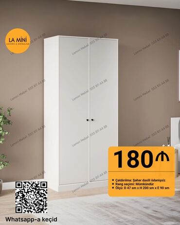metbex mebelleri 2ci el: Yeni, Açılan, 2 qapılı Düz dolab, Qarderob, paltar dolabı, Azərbaycan