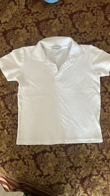 рубашка с коротким рукавом: Детский топ, рубашка, цвет - Белый, Б/у