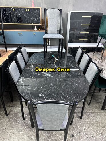 столы стулья для столовой: Ашкана үстөлү жана отургуч, Жаңы, түсү - Кара