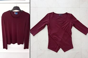 bluza playboya: Lot - 2 bordo majice velicine S/XS Nova Bershka burgundi bodi-majica/ — 2