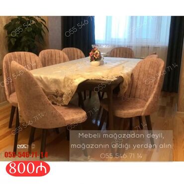 Masa və oturacaq dəstləri: Qonaq otağı üçün, Yeni, 6 stul