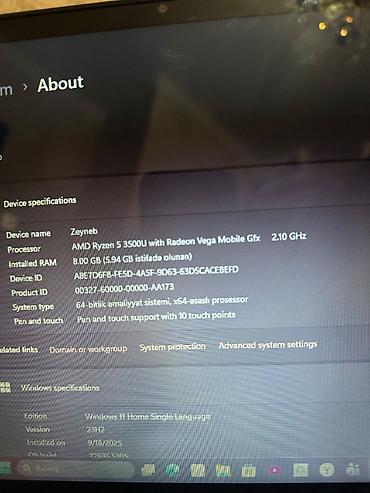 notebook satisi: QİYMET SONDU DƏYƏRİNNƏN AŞAGI Lenova sensır ekran Satılır: Lenovo — 8