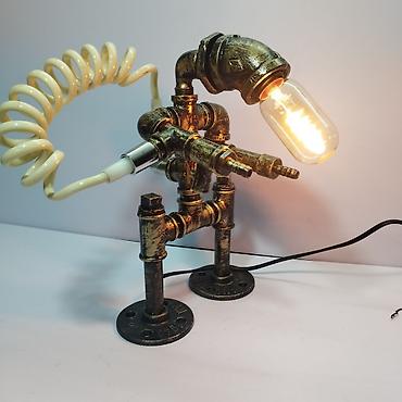 Декоративные настольные светильники: Настольные лампы в стиле стимпанк/лофт из металлических сантехнических — 21