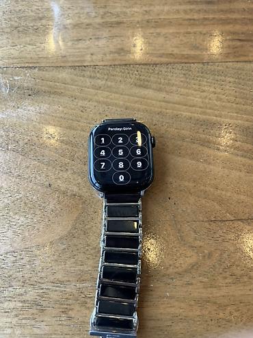 Наручные часы: Apple Watch 11 Ağıllı saat — kvadrat formalı qara korpus, tac — 5