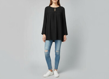 czarne gładka bluzki: H&M, Bluzka damska, rozmiar L