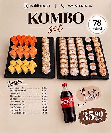 hediyye paketi: Sushi setləri 1) Summer Set – 34 ədəd - Tərkibi: Filadelfiya 8 — 2