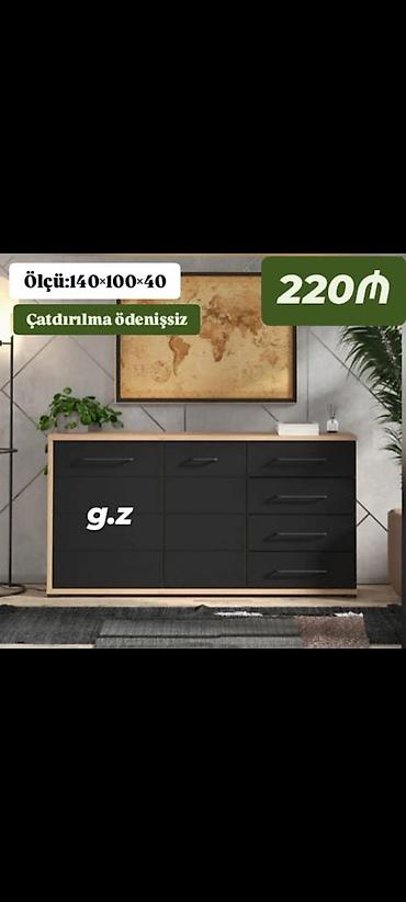 dəri: Mebel: Geniş çekmecəli komod Ölçü: 140 × 100 × 40 sm Qiymət: 220 ₼ — 1