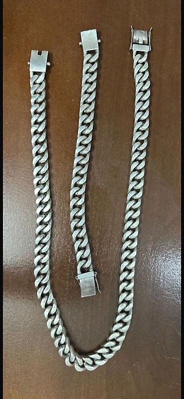 Bijuteriya: Kişi üçün kubalı (Cuban) zəncir seti - Material: metal ərintisi — 2