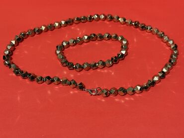 Bijuteriya dəstləri: Hematit daşlardan hazırlanmış bəzək dəsti - Tərkib: metalik parıltılı — 1