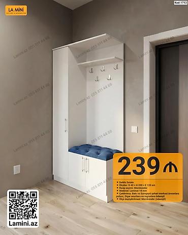 divar ref: Dəhliz üçün dolab və oturacaqlı asılqan komplekti. Minimalist üslubda — 1