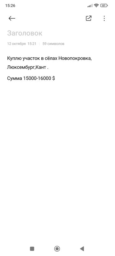 тамчы участок: 4 соток Электричество, Водопровод