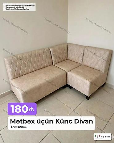 Divanlar: Mətbəx üçün Künc Divan - Ölçü: 170×120 sm - Rəng seçimi: mümkündür - — 1
