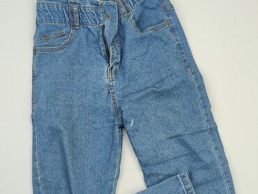 sinsay jeansy high waist: Spodnie jeansowe, SinSay, 10 lat, 140, stan - Dobry