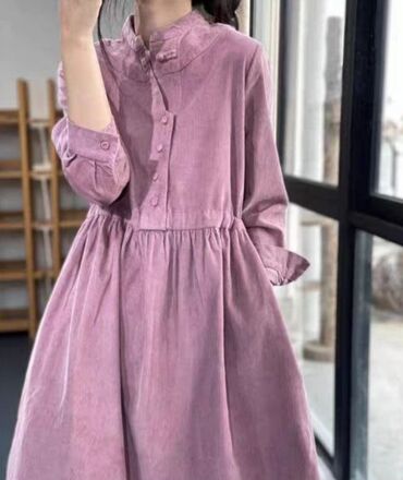 Повседневное платье, Китай, Осень-весна, Длинная модель, 4XL (EU 48), 5XL (EU 50)