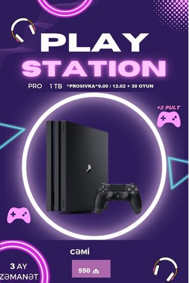 kanp: PlayStation Pro oyun konsolu - Yaddaş: 1 TB - Prosivka: 9.00 / 12.02