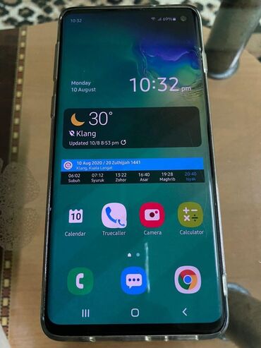 m20 qiymeti: Samsung Galaxy S10, 128 GB, rəng - Ağ, Qırıq, Sensor, Barmaq izi