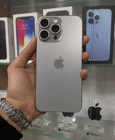 Apple iPhone: IPhone 15 Pro Max, 256 GB, Natural Titanium, Zəmanət, Face ID, Sənədlərlə