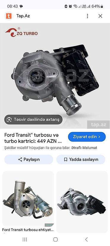 turbo az ford transit 1994: Ford Transit üçün turbocharger və turbo kartric - Uyğunluq: Ford — 1