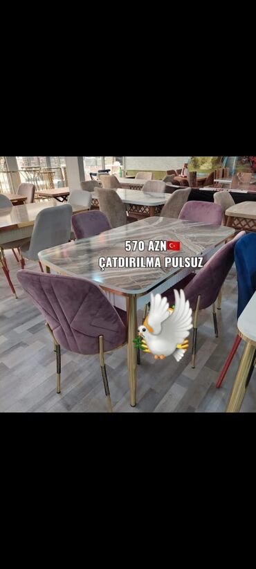 metbex stol stul: Mətbəx üçün, Yeni, Dördbucaq masa, 4 stul