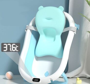 Сейфы: Складная детская ванна с термометром и подушкой Bestbaby + бесплатная