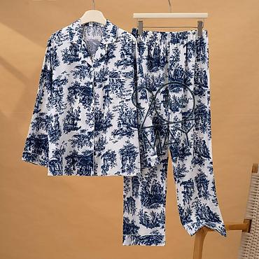 Пижамы: Женский комплект пижамы с коротким и длинным рукавом, брюки + рубашка — 11