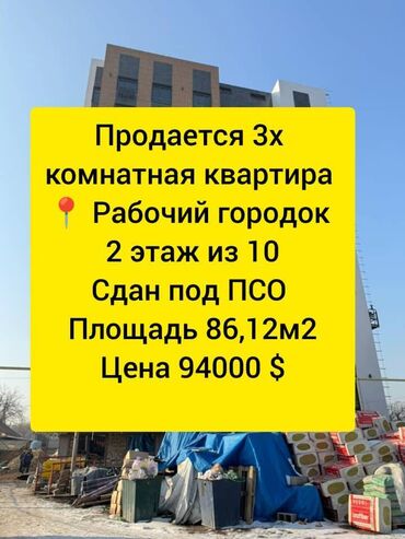 Продажа квартир: 3 комнаты, 86 м², Элитка, 2 этаж, ПСО (под самоотделку)